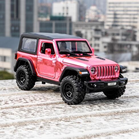 TGRCM-CZ 1:32 Scale Wrangler Rubicon Toy Car – Die-cast Model with Sound & Light Effects, Pull-Back Function, Durable Toddler Toy, Suitable for Ages 3 and Up,Pink in Saudi Arabia