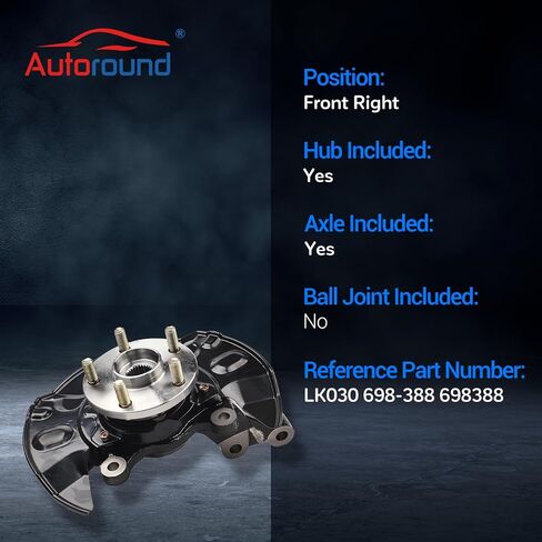 Autoround LK030 Front Right Steering Knuckle & Wheel Bearing Hub Assembly Fit for 2003-2008 Toyota Corolla, Passenger Side in Kuwait