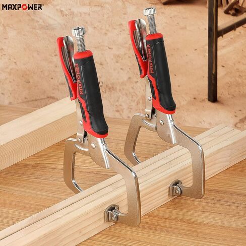 MAXPOWER 11-Inch Locking C Clamp Set, 2 Pack Metal Face Clamp with Large Flat Swivel Pads, Adjustable Heavy Duty C Clamps Locking Pliers for Woodworking, Carpentry, Cabinetry, Welding and Repair in Kuwait
