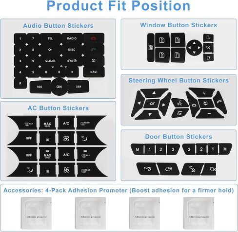Car Interior Button Repair Stickers Set for Mercedes Benz W204 W207 W212 W218 W172 C218 GLK350 C CLS SLK Class Accessories, Steering Wheel A/C Window Radio Door Lock Number Button Decals in Kuwait