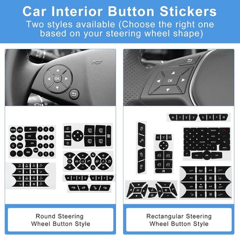 Car Interior Button Repair Stickers Set for Mercedes Benz W204 W207 W212 W218 W172 C218 GLK350 C CLS SLK Class Accessories, Steering Wheel A/C Window Radio Door Lock Number Button Decals in Kuwait
