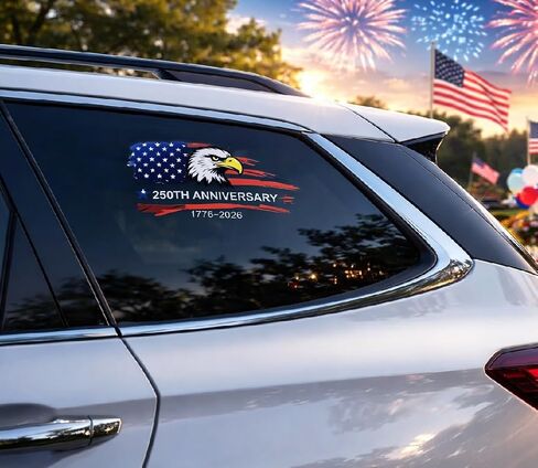 American 250th Anniversary Decals for Car Window, 250 Anniversary USA Stickers Patriotic Stickers, American Flag Decals for Truck Decals for Men for Car Exterior, Vehicle Body, Laptop, Window(2 Pack) in Saudi Arabia