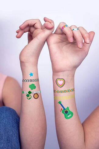 OOLY x Girl Scouts Temporary Tattoos for Girls - Glitter DIY Tattoo Jewelry Kit, 3 Sheets, Bracelets Rings Necklaces in Kuwait