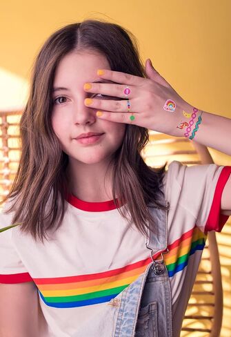 OOLY x Girl Scouts Temporary Tattoos for Girls - Glitter DIY Tattoo Jewelry Kit, 3 Sheets, Bracelets Rings Necklaces in Kuwait