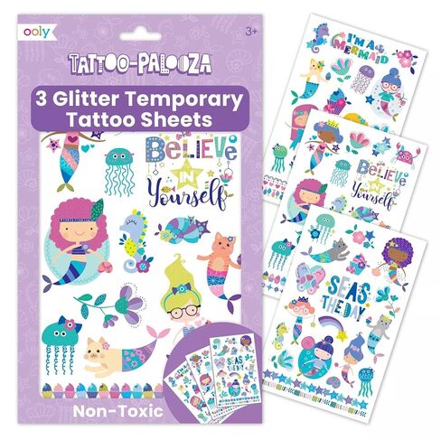 OOLY x Girl Scouts Temporary Tattoos for Girls - Glitter DIY Tattoo Jewelry Kit, 3 Sheets, Bracelets Rings Necklaces in Kuwait