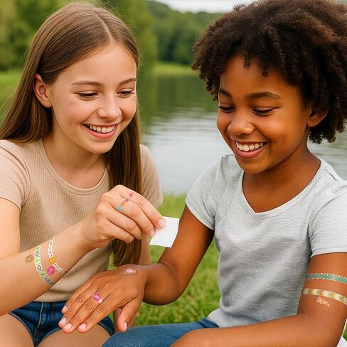 OOLY x Girl Scouts Temporary Tattoos for Girls - Glitter DIY Tattoo Jewelry Kit, 3 Sheets, Bracelets Rings Necklaces in Kuwait