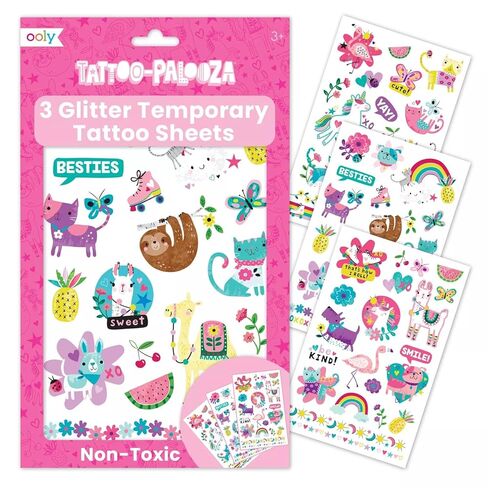 OOLY x Girl Scouts Temporary Tattoos for Girls - Glitter DIY Tattoo Jewelry Kit, 3 Sheets, Bracelets Rings Necklaces in Kuwait