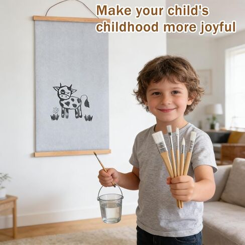 2 Pieces Kids Magic Water Drawing Poster, Reusable Mess-Free Water Doodle Mat with Teak Wood Frame, Large Water Painting Cloths Included, Educational Art Toy Gift for Toddlers Boys & Girls in Saudi Arabia
