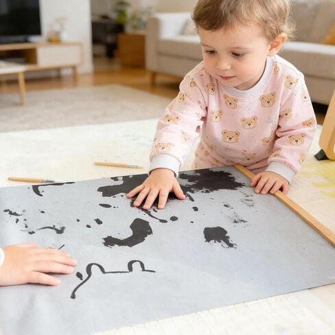 2 Pieces Kids Magic Water Drawing Poster, Reusable Mess-Free Water Doodle Mat with Teak Wood Frame, Large Water Painting Cloths Included, Educational Art Toy Gift for Toddlers Boys & Girls in Saudi Arabia