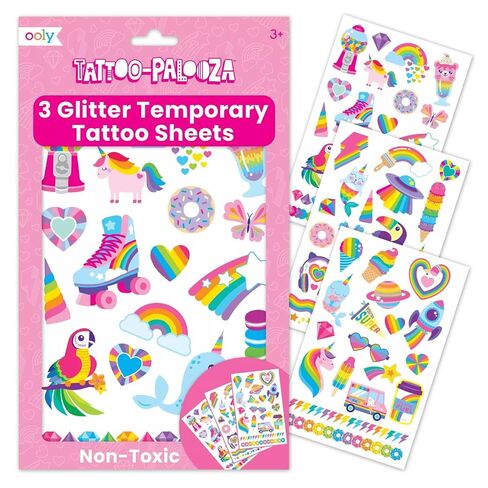OOLY x Girl Scouts Temporary Tattoos for Girls - Glitter DIY Tattoo Jewelry Kit, 3 Sheets, Bracelets Rings Necklaces in Kuwait