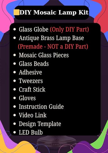 DEMMEX DIY Turkish Moroccan Mosaic Lamp Making Kit – Beginner Friendly Mosaic Art & Craft Project Kit for Adults & Teens – No Grout/Plaster Needed – Fun, Easy, No Experience Required (Brown&Amber) in Kuwait