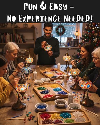 DEMMEX DIY Turkish Moroccan Mosaic Lamp Making Kit – Beginner Friendly Mosaic Art & Craft Project Kit for Adults & Teens – No Grout/Plaster Needed – Fun, Easy, No Experience Required (Brown&Amber) in Kuwait