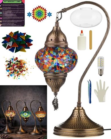 DEMMEX DIY Turkish Moroccan Mosaic Lamp Making Kit – Beginner Friendly Mosaic Art & Craft Project Kit for Adults & Teens – No Grout/Plaster Needed – Fun, Easy, No Experience Required (Brown&Amber) in Kuwait