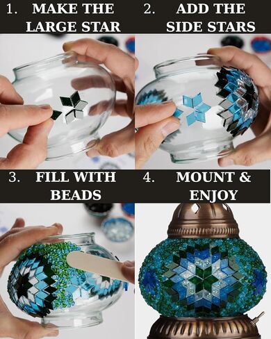DEMMEX DIY Turkish Moroccan Mosaic Lamp Making Kit – Beginner Friendly Mosaic Art & Craft Project Kit for Adults & Teens – No Grout/Plaster Needed – Fun, Easy, No Experience Required (Brown&Amber) in Kuwait