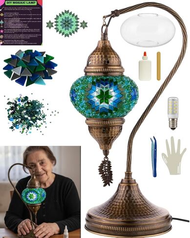 DEMMEX DIY Turkish Moroccan Mosaic Lamp Making Kit – Beginner Friendly Mosaic Art & Craft Project Kit for Adults & Teens – No Grout/Plaster Needed – Fun, Easy, No Experience Required (Brown&Amber) in Kuwait