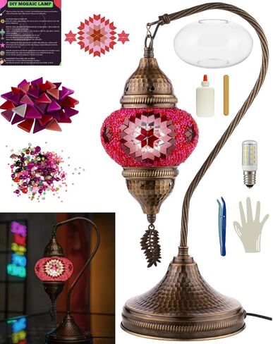 DEMMEX DIY Turkish Moroccan Mosaic Lamp Making Kit – Beginner Friendly Mosaic Art & Craft Project Kit for Adults & Teens – No Grout/Plaster Needed – Fun, Easy, No Experience Required (Brown&Amber) in Kuwait