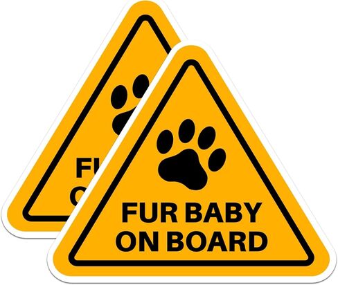 (2 Pack) Fur Baby On Board Stickers - Dog in Car - 5 Inches On Longest Side - Premium Vinyl - for Cars, Trucks, Skateboards, Laptops - Made in USA - BMCS1124 in Kuwait