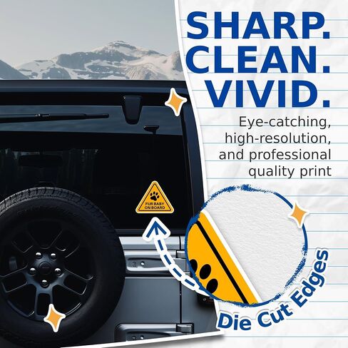 (2 Pack) Fur Baby On Board Stickers - Dog in Car - 5 Inches On Longest Side - Premium Vinyl - for Cars, Trucks, Skateboards, Laptops - Made in USA - BMCS1124 in Kuwait