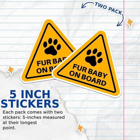 (2 Pack) Fur Baby On Board Stickers - Dog in Car - 5 Inches On Longest Side - Premium Vinyl - for Cars, Trucks, Skateboards, Laptops - Made in USA - BMCS1124 in Kuwait