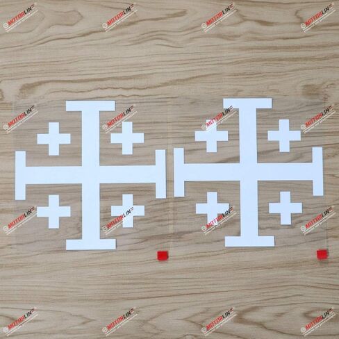 (2) 4'' Jerusalem Cross Crusaders' Cross Decal Sticker Car Vinyl White sda1 in Kuwait