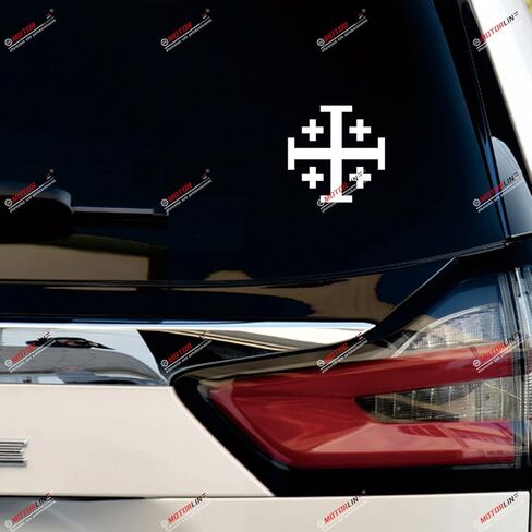 (2) 4'' Jerusalem Cross Crusaders' Cross Decal Sticker Car Vinyl White sda1 in Kuwait