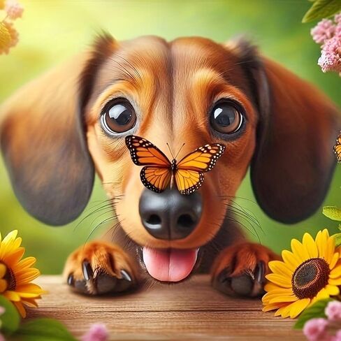 BOHADIY Puppy Diamond Painting Kits for Adults, Dachshund Diamond Art Kits for Beginner, 5D DIY Painting with Diamonds, Full Drill Round Gem Art Craft Home Decor 12x12 inch, Animal in Kuwait
