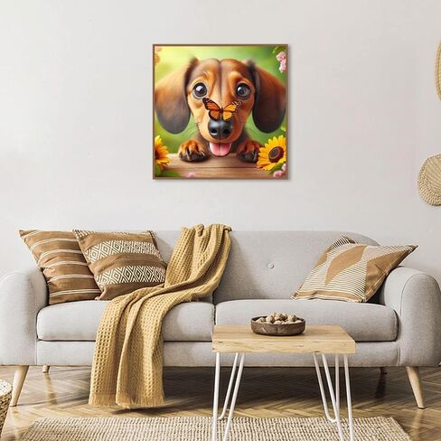 BOHADIY Puppy Diamond Painting Kits for Adults, Dachshund Diamond Art Kits for Beginner, 5D DIY Painting with Diamonds, Full Drill Round Gem Art Craft Home Decor 12x12 inch, Animal in Kuwait