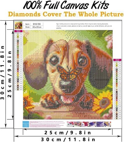 BOHADIY Puppy Diamond Painting Kits for Adults, Dachshund Diamond Art Kits for Beginner, 5D DIY Painting with Diamonds, Full Drill Round Gem Art Craft Home Decor 12x12 inch, Animal in Kuwait