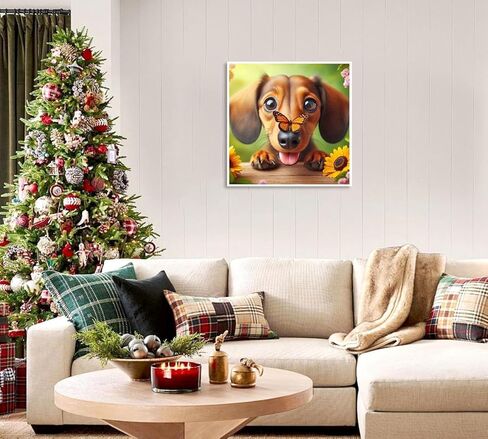 BOHADIY Puppy Diamond Painting Kits for Adults, Dachshund Diamond Art Kits for Beginner, 5D DIY Painting with Diamonds, Full Drill Round Gem Art Craft Home Decor 12x12 inch, Animal in Kuwait