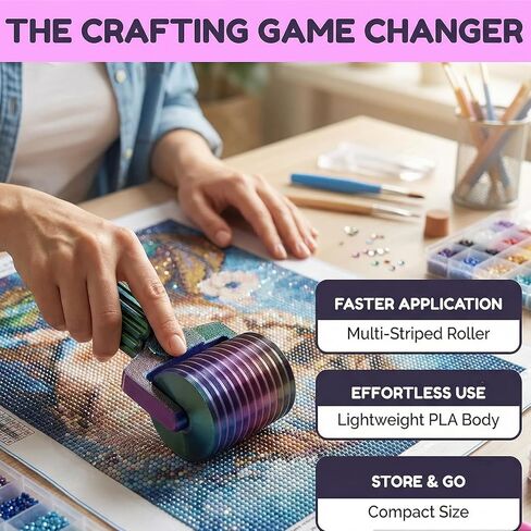 Diamond Painting Tools Diamond Art Rhinestone Tools - Diamond Painting Roller Diamond Art Roller, Detachable Easy Grip Diamond Painting Accessories for Rhinestone Embroidery (Rainbow) in Saudi Arabia