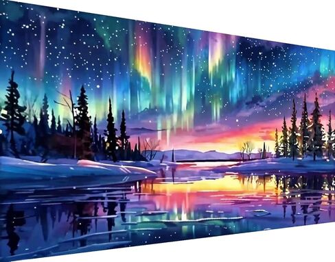 BOHADIY Northern Lights Diamond Painting Kits for Adults，5D Large Size Northern Lights Diamond Art for Adult Beginners, Full Drill Aurora Crafts Gem Art Painting for Home Wall Decor 27.5 X 15.7inch in Kuwait