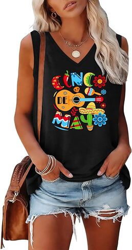 Cinco De Mayo T Shirt Women Lets Fiesta Tshirt Cinco De Mayo Tank Sombrero Tank Fiesta Squad Sleeveless Shirts in Saudi Arabia