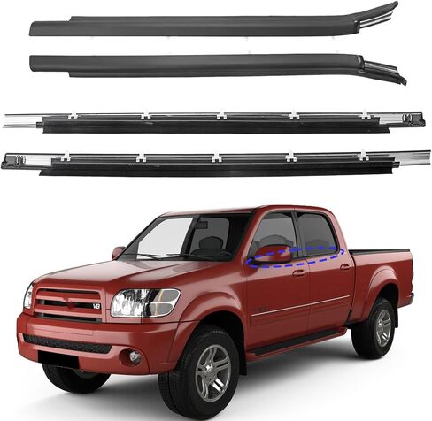 Door Belt Window Molding Weatherstrip Trim Seal Belt Front & Rear Compatible with Toyota Vehicle Tundra 2000-2006 Replace# 75740-0C022 75730-0C022 75720-0C010 75710-0C010 (4PCS) in Kuwait