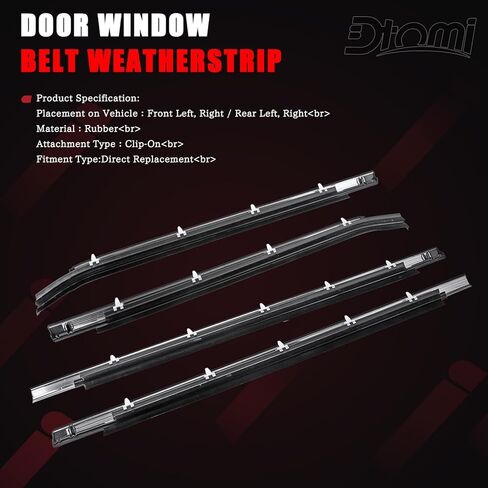 Door Belt Window Molding Weatherstrip Trim Seal Belt Front & Rear Compatible with Toyota Vehicle Tundra 2000-2006 Replace# 75740-0C022 75730-0C022 75720-0C010 75710-0C010 (4PCS) in Kuwait