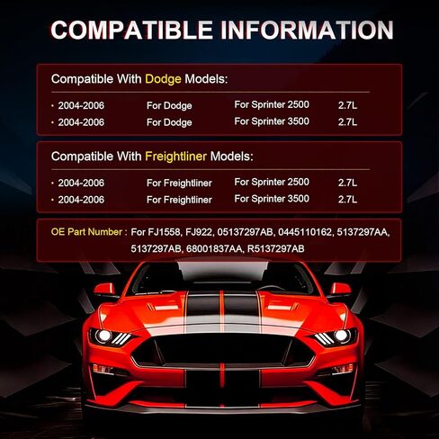 حاقن الوقود متوافق مع 2004-2006 لسيارة دودج سبرينتر 2500، لسيارة دودج سبرينتر 3500، 2004-2006 لسيارة فريتلينر سبرينتر 2500 استبدل بـ FJ1558 قطعة واحدة in Kuwait