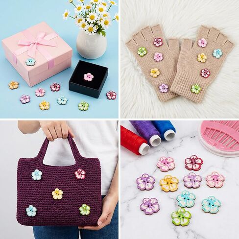 50 PCS 1-Inch Wood Buttons for Crafts, 2 Hole Decorative Flower Buttons, Handmade Floral Sewing Supplies for DIY Projects in Saudi Arabia