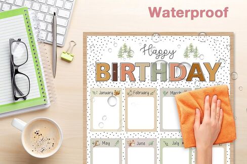 BDDYYI Boho Happy Birthday Chart for Classroom Reusable Birthday Poster Calendar Woodland Animal Birthday Poster Educational Charts & Posters Back To School Teacher Supplies & Decor in Saudi Arabia