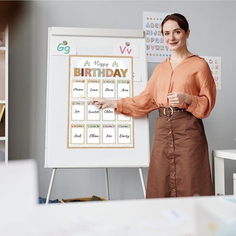 BDDYYI Boho Happy Birthday Chart for Classroom Reusable Birthday Poster Calendar Woodland Animal Birthday Poster Educational Charts & Posters Back To School Teacher Supplies & Decor in Saudi Arabia
