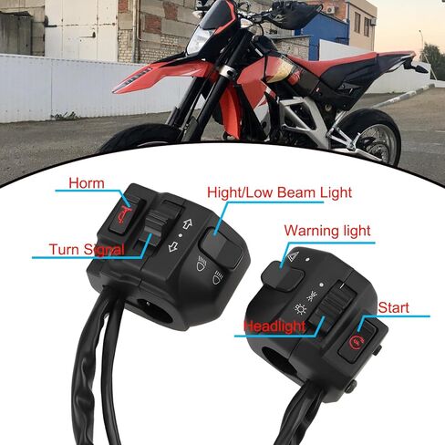 1 Pair 8Pin Aluminum 7/8" (22mm) Handlebar Control Switch Left Right Compatible with Aprilia SXV550 Shiver 750 Motorcycle in Kuwait