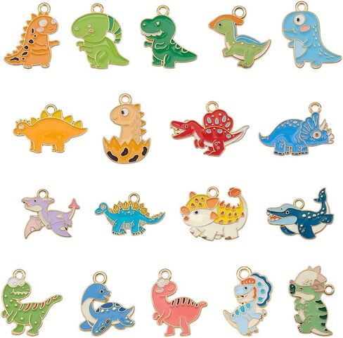 36Pcs 18 Styles Cute Enamel Dinosaur Charms Alloy Gold Plated Cartoon Dinosaur Charms Animal Dangle Pendants Dinosaurs Charm Pendnant Jewelry Making Accessories Bulk for DIY Crafts Making in Saudi Arabia