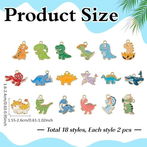 36Pcs 18 Styles Cute Enamel Dinosaur Charms Alloy Gold Plated Cartoon Dinosaur Charms Animal Dangle Pendants Dinosaurs Charm Pendnant Jewelry Making Accessories Bulk for DIY Crafts Making in Saudi Arabia