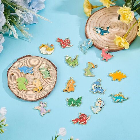 36Pcs 18 Styles Cute Enamel Dinosaur Charms Alloy Gold Plated Cartoon Dinosaur Charms Animal Dangle Pendants Dinosaurs Charm Pendnant Jewelry Making Accessories Bulk for DIY Crafts Making in Saudi Arabia