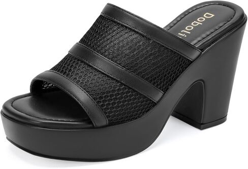 Womens Open Toe Mesh Platform Wedge Mule Sandals | Slip On, Breathable Mesh Upper, Comfortable Insole, Lightweight, Chunky Heel, for Parties, Weddings, Dressy & Daily Wear in Saudi Arabia