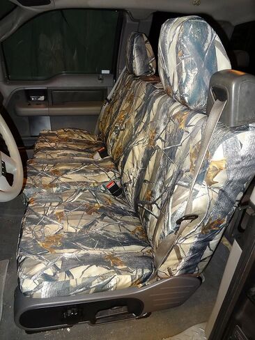 أغطية مقاعد Durafit مصنوعة لتناسب طراز 2004-2008-Pickup F150 XL أو مقاعد أمامية قياسية للكابينة 40/20/40 مع أحزمة أمان مدمجة وأغطية مقاعد بمسند الذراع المركزي الصلب في XD3 Camo Endura in Kuwait