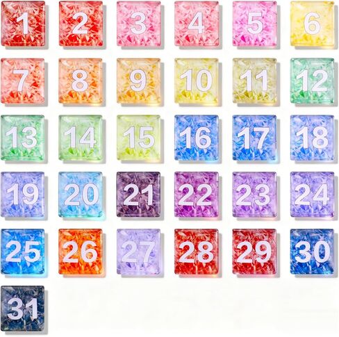 Tellegloww 1-31 أرقام تقويم مغناطيسية كبيرة، مغناطيس تقويم زجاجي ملون لجدول السبورة البيضاء القابلة للمسح الجاف، السبورة البيضاء المغناطيسية، الثلاجة 1.18 بوصة (لون مورانتي) in Kuwait