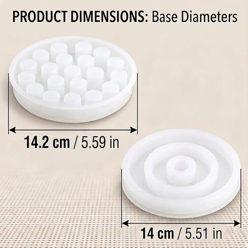 2 Pcs Makeup Organizer Silicone Molds, 5.5 Inch Spiral and Round Lipstick Holder Mold for Resin, Multi-Grid Epoxy Casting Molds for DIY Cosmetic Storage Box and Vanity Decor, 0.86 Inch Thick in Saudi Arabia
