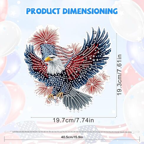 Bowetile Independence Day Bald Eagle 5D Diamond Art Hanging Kits for Adults, 4th of July Diamond Painting Window Pendant Kits, Special Shape Gem Art Suncatchers Ornament for Home Garden Wall Decor in Kuwait