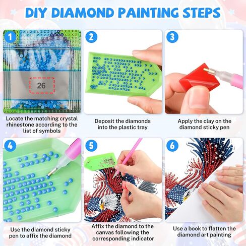 Bowetile Independence Day Bald Eagle 5D Diamond Art Hanging Kits for Adults, 4th of July Diamond Painting Window Pendant Kits, Special Shape Gem Art Suncatchers Ornament for Home Garden Wall Decor in Kuwait