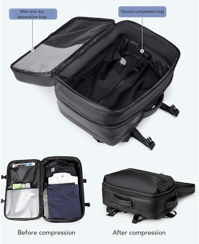 FOSA Vacuum Seal Backpack 55L Vacuum Backpack Travel with Pump, Exapandable Air Compression Backpacks, with Lock, Water Resistant, Vacuum Pump Included in Kuwait