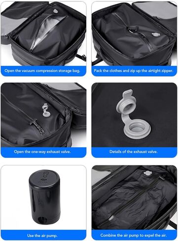 FOSA Vacuum Seal Backpack 55L Vacuum Backpack Travel with Pump, Exapandable Air Compression Backpacks, with Lock, Water Resistant, Vacuum Pump Included in Kuwait
